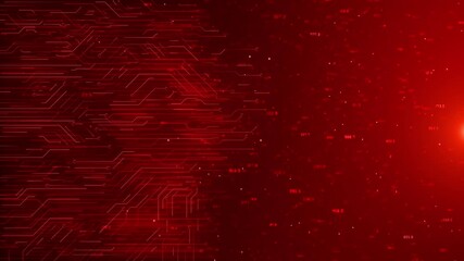 High-tech red digital glowing circuit lines pulsing network matrix. Motion visual represents essence of advanced coding structure, suitable for scenes depicting world of futuristic technology systems. - Powered by Adobe