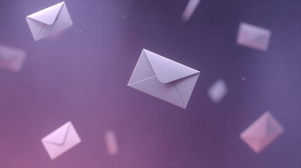 Elegant Floating Envelopes - Digital Communication Art
