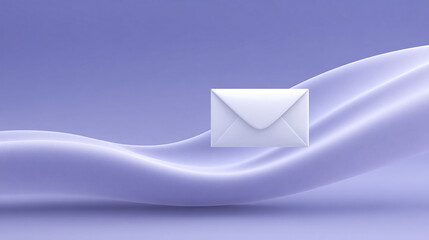 Elegant White Envelope on a Purple Background