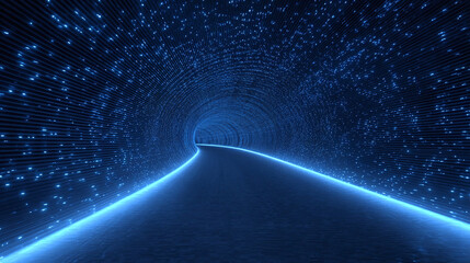 Abstract Glowing Blue Tunnel Design