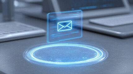 Futuristic Email Interface Display