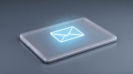 Digital Email Interface on a Futuristic Tablet
