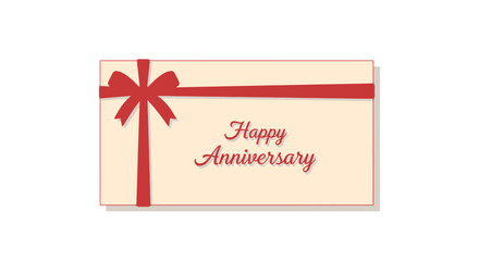 Elegant Anniversary Card Design with Red Ribbon and Script Text for Celebrations, Gifts, and Special Occasions with a Minimalist Vector Style.