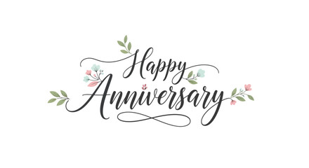Elegant Happy Anniversary Floral Design for Greeting Cards, Invitations, and Celebratory Decorations, suitable for various anniversary milestones.