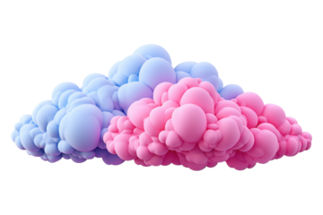 Cloud-shaped graphic art for children's room with soft pastel gradient, isolated on transparent background
