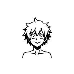 Black and white hot anime character line art illustration, stylish minimal outline drawing in clean style