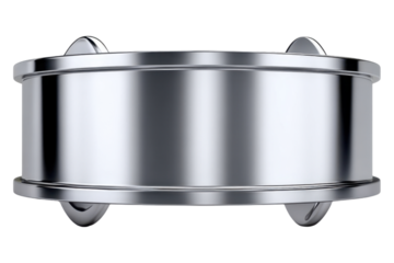 Creating a high-tech industrial aesthetic with a sleek metallic silver banner in modern environments, isolated on transparent background