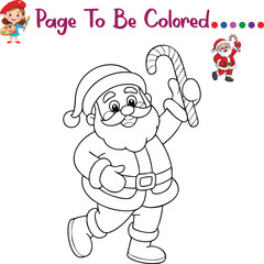 Santa Claus with Candy Cane Coloring Page for Kids – Christmas Activity Sheet