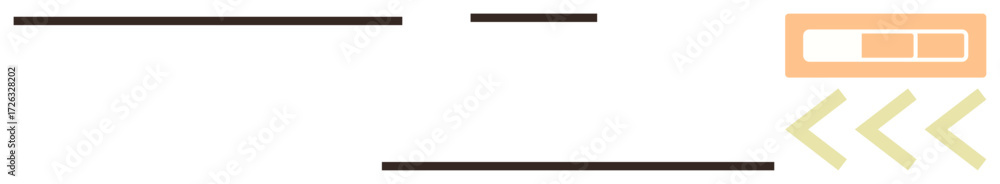 Aufkleber horizontal lines, right-facing chevrons, and a two-part rectangle in warm hues. ideal for progress, 