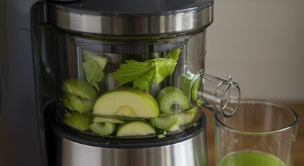 Preparing healthy green juice