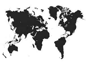 A simple black world map on a white background