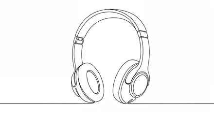Simple line drawing of headphones on a plain background for copy space