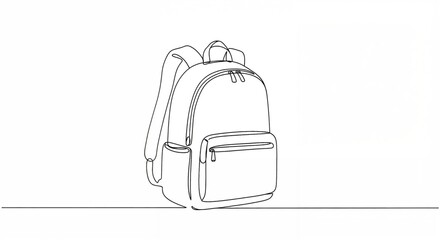 Simple line drawing of a backpack on a plain background for copy space
