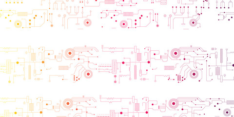 Pink circuit wallpaper. Printed Circuit Board Seamless Background with Pattern in Swatches. Vector art