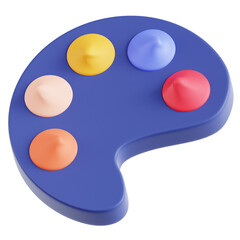 Blue Artist Palette with Colorful Paint Swirls