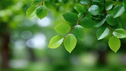 Obraz premium Vibrant Green Leaves Adorned with Water Droplets in Soft Focus Natural Eco Background
