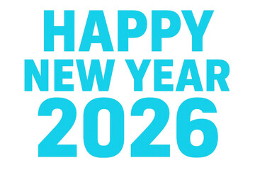Happy new year 2026 text on transparent background