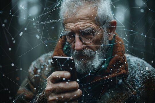 Adult man engaging on social media via smartphone  checking feedback and interacting with friends - Powered by Adobe