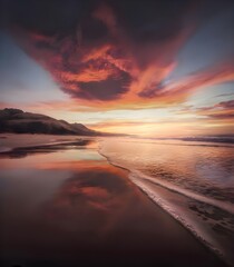 Fototapeta premium sunset over the sea, Generative AI