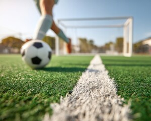 Dynamic Youth Soccer Goal Moment on Artificial Turf Field Premium Authentic Sports Marketing Content for Active Lifestyle and Teamwork Campaigns