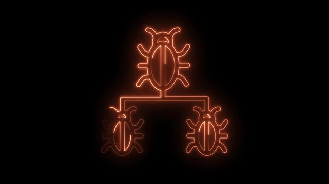 Neon style computer bugs branching problem network connection visual for data management