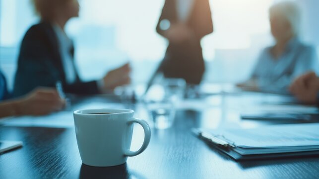 Professional Modern Business Team Morning Meeting in Conference Room Premium Authentic Corporate Strategy for Marketing and Leadership Content