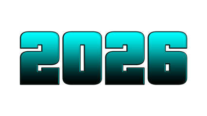 Futuristic Turquoise Year 2026 Text Graphic