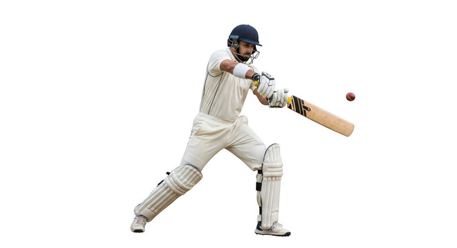 Cricket player in action batting dynamic shot ready to hit the ball sports photography