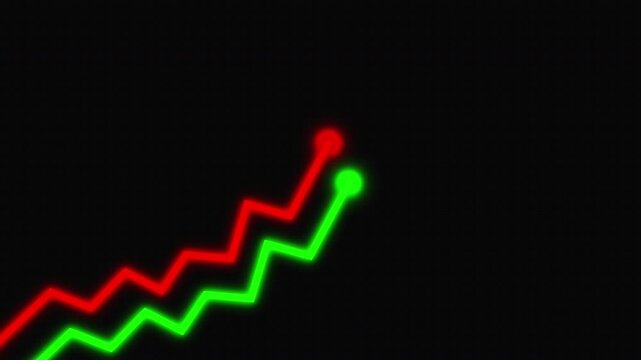 Red and green growing graph line animation. Trend Lines Arrows 4k video