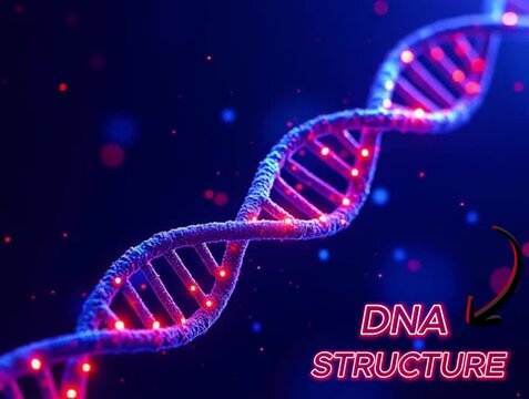 DNA structure with blueprints and the language of life