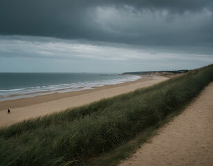 Fototapeta premium D-Day Omaha Beach. Storm clouds over the sea.