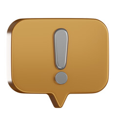 Notification 3d icon exclamation alert bubble minimal modern