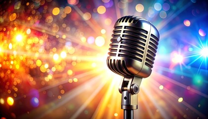 Retro microphone in a vibrant stage setting