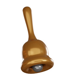 Notification 3d icon bell, glossy bronze metal ring
