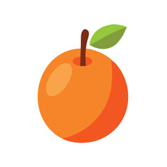 Illustration of a vibrant orange with a green leaf, isolated on white background, showcasing its freshness and simplicity