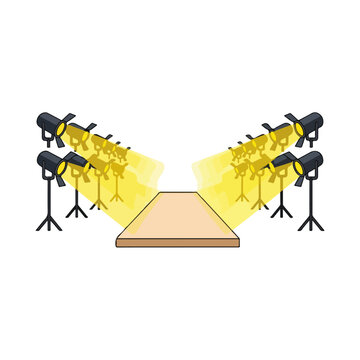 stage spotlights illuminating empty stage clip art preview