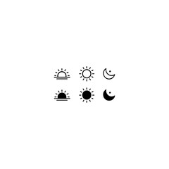 Sun icon set. Vector flat design. Collection of sun stars for use in as logo or weather icon. 