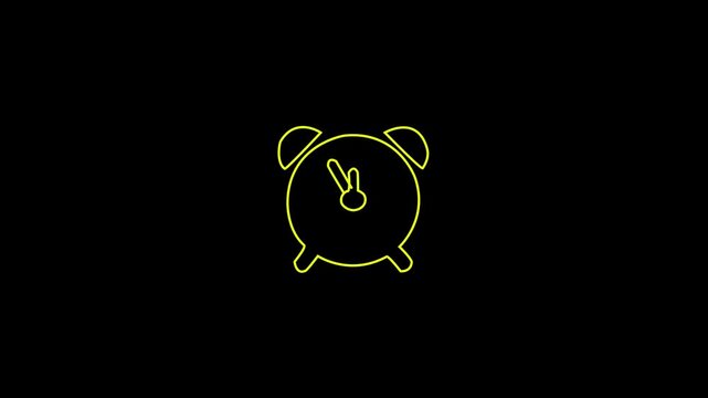 Glowing neon time allocation icon isolated on black background. HD Video motion graphic animation