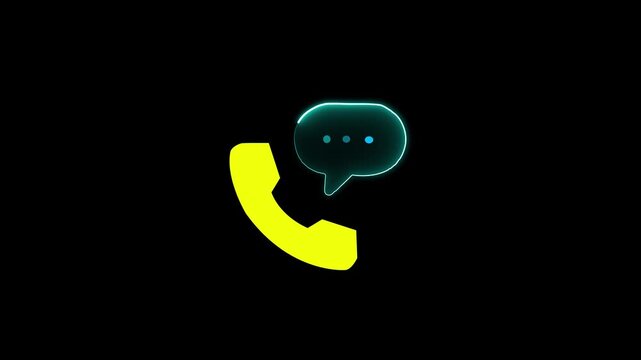 neon glowing call icon animation ,direct communication icon