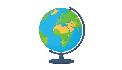 A simple illustration of a terrestrial globe on a stand