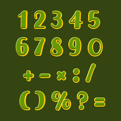 Retro green yellow number match design with bold creative vintage style