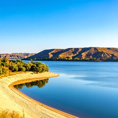 Scenic river bend at dawn