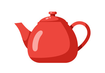 Red Teapot Isolated on White Background Vector Illustration