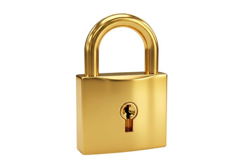 Naklejka premium Golden padlock isolated on transparent background, a symbol of security and privacy