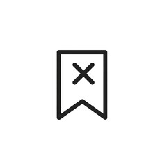 Obraz premium A simple line-art bookmark icon with an 'X' indicating deletion or removal