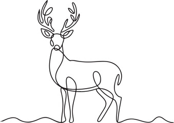 Deer One Line Drawing  Minimalist Continuous Line Art Vector Illustration