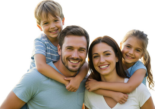 Happy family enjoying time together outdoors smiling parents and children bonding moments captured transparent background