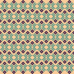 Transform classic embroidery into modern pixel style with this pixel art fabric, traditional embroidery motifs