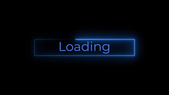 Elegant neon glow Box animation with loading text bounce entrance and rotation .