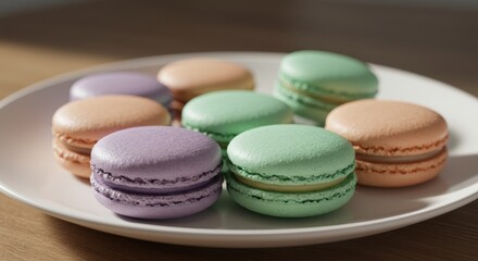 Obraz premium Delicious macarons display gourmet bakery food bright kitchen sweet treat concept